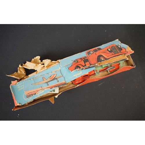 1254 - 10 Early - mid 20th C play worn tin plate models to include Wells o London Transport Bus, Mettoy car... 