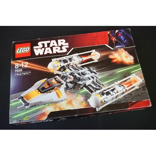 184 - Lego - Four boxed Star Wars Lego sets to include 7658 Y-Wing Fighter (previously built with 2 x mini... 