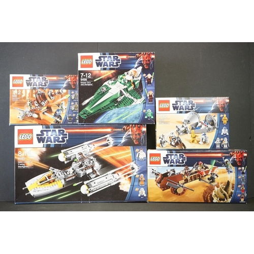 186 - Lego - Five boxed Star Wars Lego sets to include 9495 Gold Leader's Y-Wing Starfighters (part built,... 