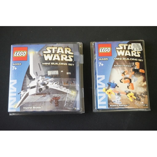 194 - Lego - Eight cased Lego Star Wars Mini Building Sets to include 4 x sealed (4484, 4485, 4486, 4487) ... 