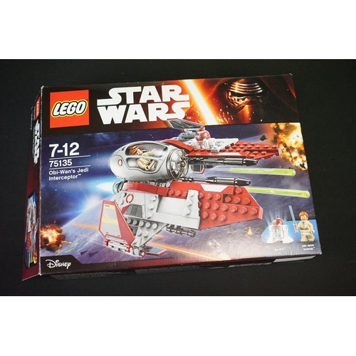 196 - Lego - Four boxed Star Wars Lego sets to include 75105 Millennium Falcon (previously built, missing ... 