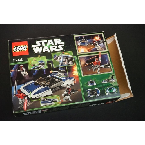 197 - Lego - Four boxed Star Wars Lego sets to include 75018 Jek-14's Stealth Starfighter (part built, mis... 