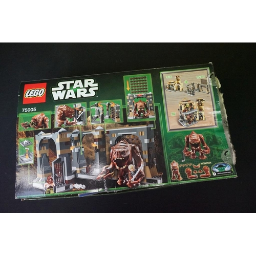 207 - Lego - Three boxed Star Wars Lego sets to include 75005 Rancor Pit (previously built, missing mini f... 