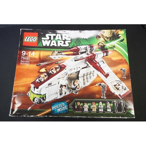 211 - Lego - Four boxed Star Wars Lego sets to include 75021 Republic Gunship (previously built, missing m... 