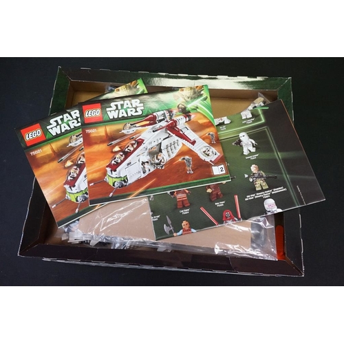 211 - Lego - Four boxed Star Wars Lego sets to include 75021 Republic Gunship (previously built, missing m... 