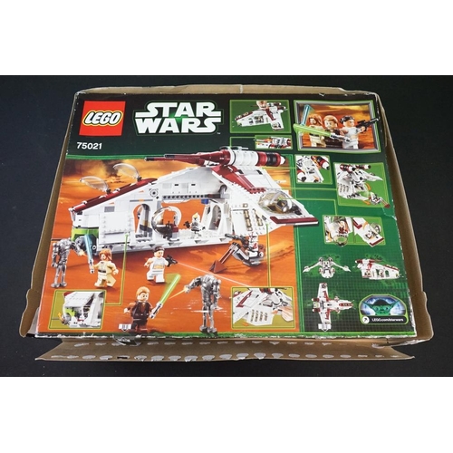 211 - Lego - Four boxed Star Wars Lego sets to include 75021 Republic Gunship (previously built, missing m... 