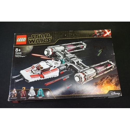 215 - Lego - Five boxed Star Wars Lego sets to include 75249 Resistance Y-Wing Starfighter (part built, mi... 