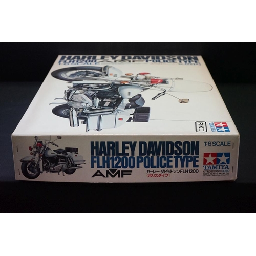 350 - Boxed Tamiya 1/6 Harley Davidson Police Type FLH1200 AMF plastic kit, complete and unbuilt