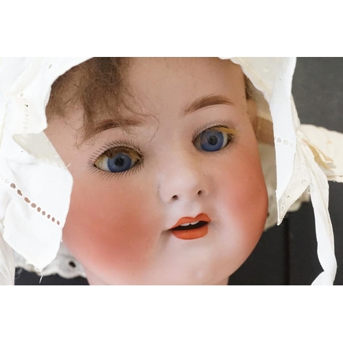 381 - Two Early 20th century Heubach Koppelsdorf Bisque Head Dolls, one impressed marks 320 10 with blue s... 