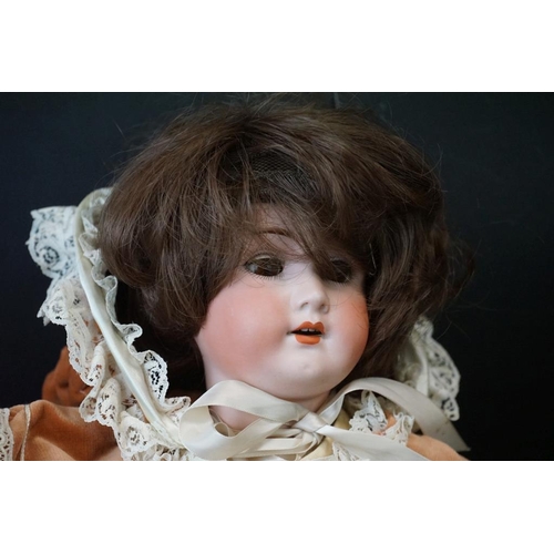 385 - Two Early 20th century Heubach Koppelsdorf Bisque Head Dolls, one with impressed marks 250.3 with sl... 