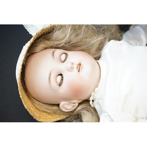 397 - Early 20th century Simon & Halbig Jutta Bisque Head Doll, impressed 1349, with sleeping brown eyes, ... 