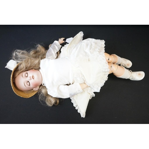 397 - Early 20th century Simon & Halbig Jutta Bisque Head Doll, impressed 1349, with sleeping brown eyes, ... 