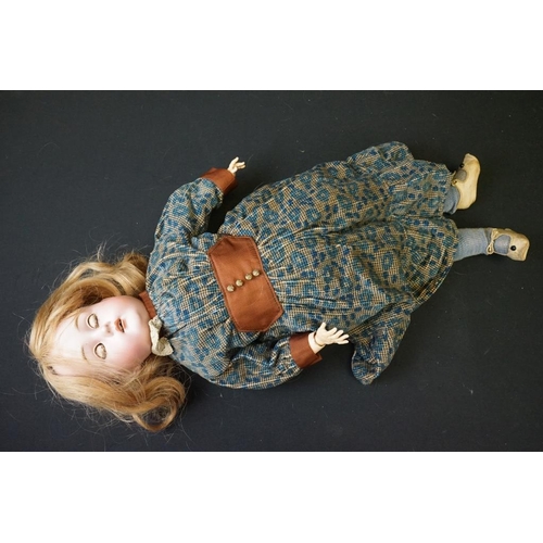 399 - Pair of Early 20th century Bisque Head Dolls, both with impressed marks 62, sleeping brown eyes, ope... 