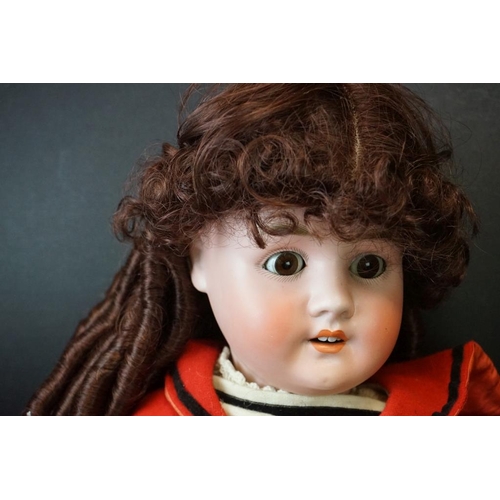 401 - Two Early 20th century Schoenau Hoffmeister Bisque Head Doll, one with impressed marks 914 with brow... 