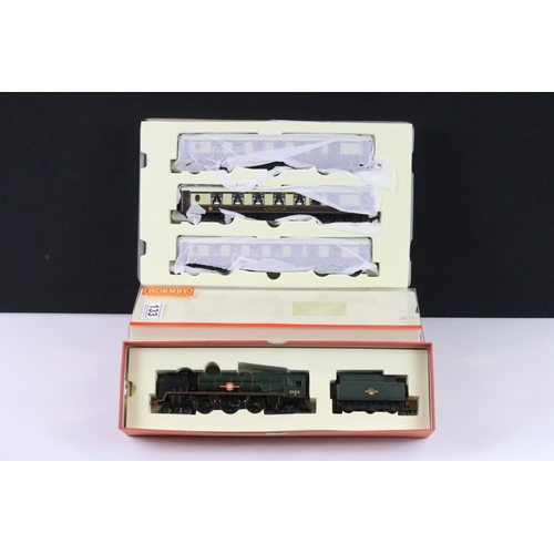 133 - Two boxed Hornby OO gauge 'red drawers' containing Merchant Navy Class US States Lines locomotive an... 