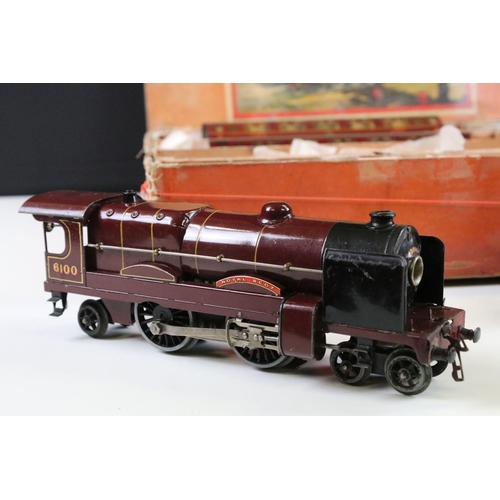 144 - Boxed Hornby O gauge Royal Scot train set containing Royal Scot 4-4-2 locomotive with tender, 2 x co... 