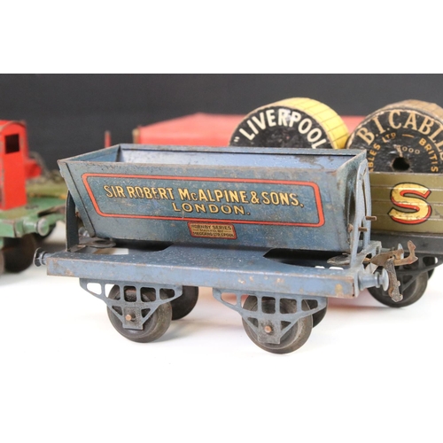 167 - 12 Hornby O gauge play worn  items of rolling stock to include LNER Breakdown Van and Crane, Sir Rob... 