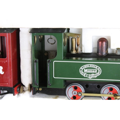 168 - Boxed Mamod Steam Railway O gauge train set consisting of locomotive, 2 x items of rolling stock, tr... 