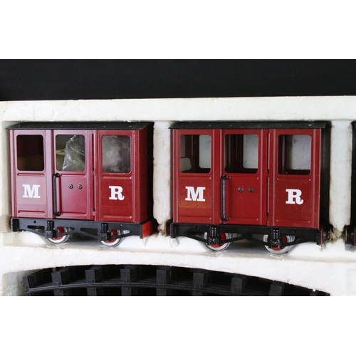 168 - Boxed Mamod Steam Railway O gauge train set consisting of locomotive, 2 x items of rolling stock, tr... 