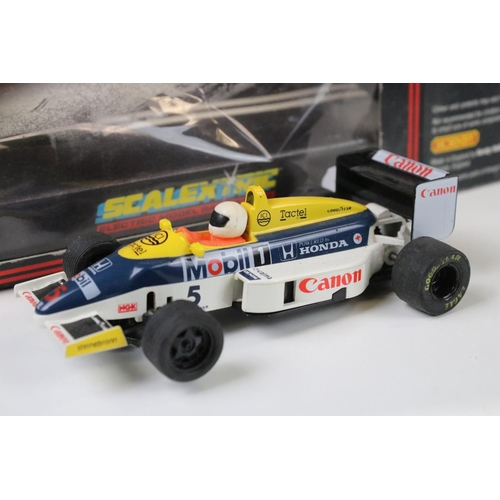 290 - Five boxed / cased Scalextric slot cars to include C126 JPS Lotus 77, C.138 Saudia Leyland Williams ... 