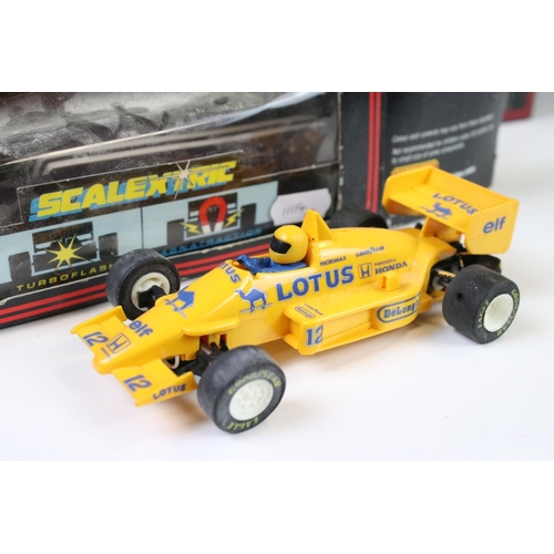 290 - Five boxed / cased Scalextric slot cars to include C126 JPS Lotus 77, C.138 Saudia Leyland Williams ... 