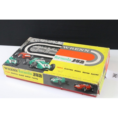 292 - Boxed Wrenn Formula 152 Triple Electric Model Motor Racing game, with 4 x slot cars, full contents u... 