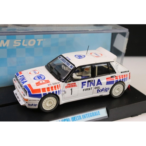 299 - Five cased 'Team Slot' slot cars to include 11001 Peugeot 206 WRC 