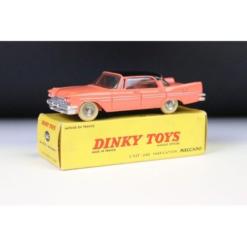 1369 - Boxed French Dinky 545 De Soto Diplomat diecast model in coral body with black roof, cream tyres, di... 