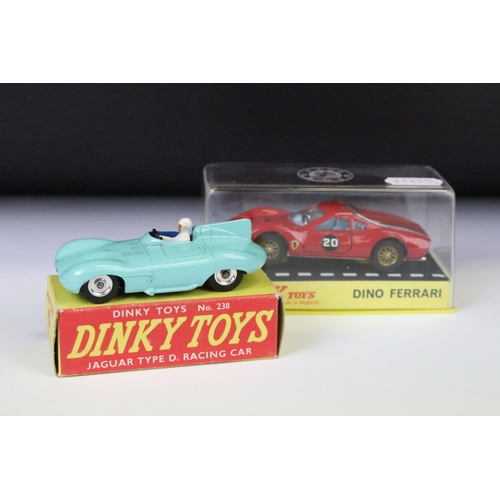 1374 - Two boxed / cased Dinky diecast models to include 238 Jaguar Type D Racing Car in turquoise with dri... 