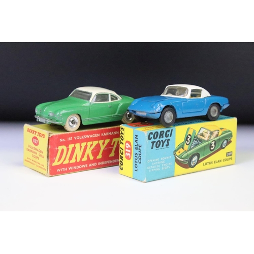 1377 - Boxed Corgi 319 Lotus Elan Coupe, in blue, white roof (diecast gd-vg, light paint chipping to edges;... 