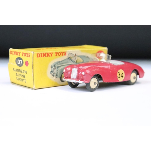 1382 - Two boxed Dinky diecast models to include 107 Sunbeam Alpine Sports in cerise, with driver, and 156 ... 