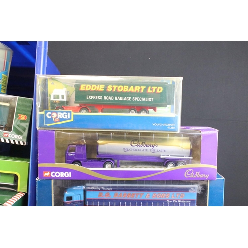 1215A - 23 Boxed Corgi diecast commercial models to include 6 x Eddie Stobart, Geodis, Crunchie, PHH, Guinne... 