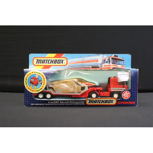 1230 - Six boxed Matchbox diecast models to include 5 x Matchbox SuperKings (K-128 DAF Aircraft Transporter... 