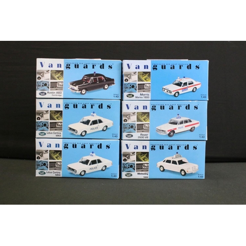 1231 - Ten boxed / cased Vanguards diecast model police vehicles, 1:43 scale to include 2 x Police Collecti... 