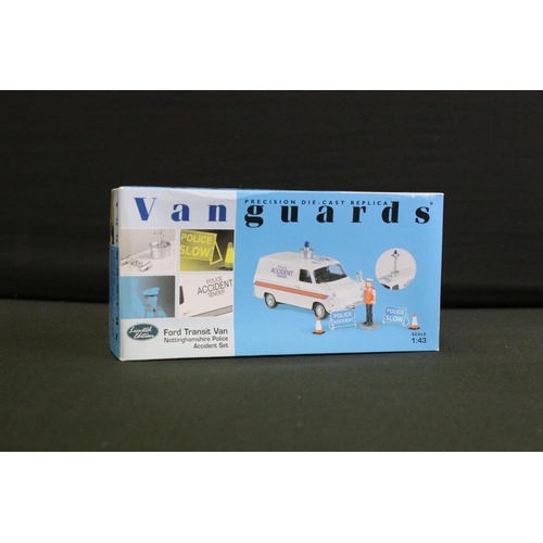 1231 - Ten boxed / cased Vanguards diecast model police vehicles, 1:43 scale to include 2 x Police Collecti... 