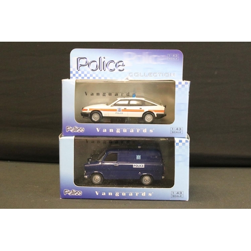 1231 - Ten boxed / cased Vanguards diecast model police vehicles, 1:43 scale to include 2 x Police Collecti... 