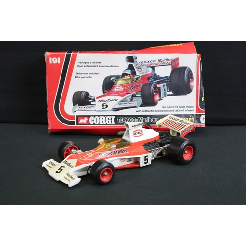 1233 - Nine boxed diecast models to include 6 x Corgi (191 Texaco-Malboro McLaren M23 F1, 163 Santa Pod Glo... 