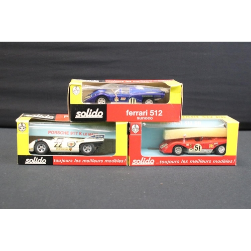 1235 - Eight boxed Solido diecats models to include 194 Ferrari 312 PB, 197 Ferrari 512 Sunoco, 199 March 7... 