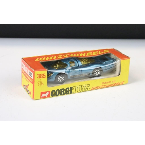 1335 - Three boxed Corgi Whizzwheels diecast models to include 393 Mercedes Benz 350SL, 385 Porsche 917 and... 