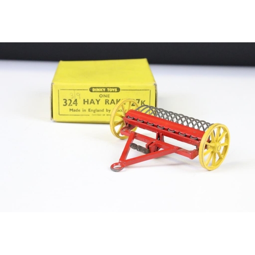 1340 - Five boxed Dinky diecast models to include 622 10-Ton Army Truck, 27K - 324 Hay Rake, 321 Massey-Har... 