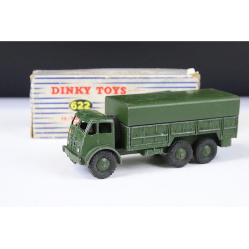 1340 - Five boxed Dinky diecast models to include 622 10-Ton Army Truck, 27K - 324 Hay Rake, 321 Massey-Har... 