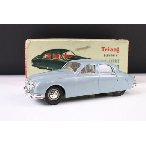 1351 - Two boxed Triang Electric models to include 1/20 2.4 Litre Jaguar in pale blue and MG Series MGA in ... 