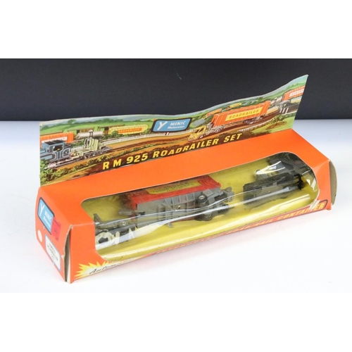 1297 - Four boxed Minic Motorways slot cars to include RM925 Roadrailer Set (complete), M1558 Mercedes Benz... 