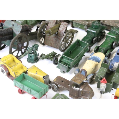 1353 - Collection of early 20th C play worn diecast models to include Hornby, Dinky, Britains etc, showing ... 