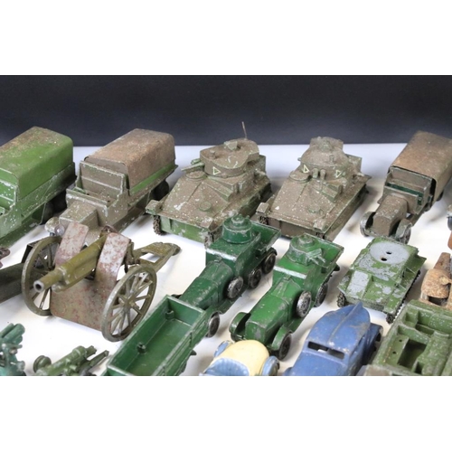 1353 - Collection of early 20th C play worn diecast models to include Hornby, Dinky, Britains etc, showing ... 