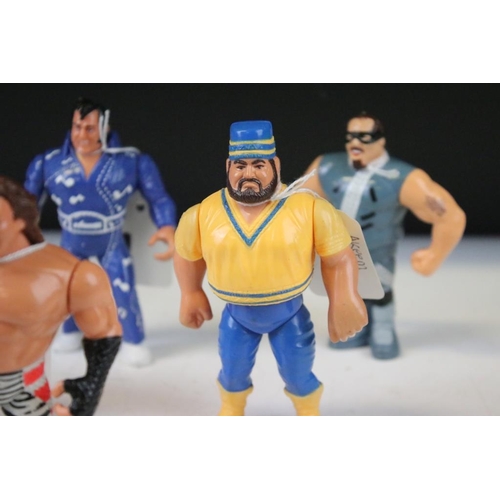 1424 - WWF / WWE Wrestling - Six original Hasbro WWF Wrestling figures to include Repo Man, Honkey Ronky Ma... 