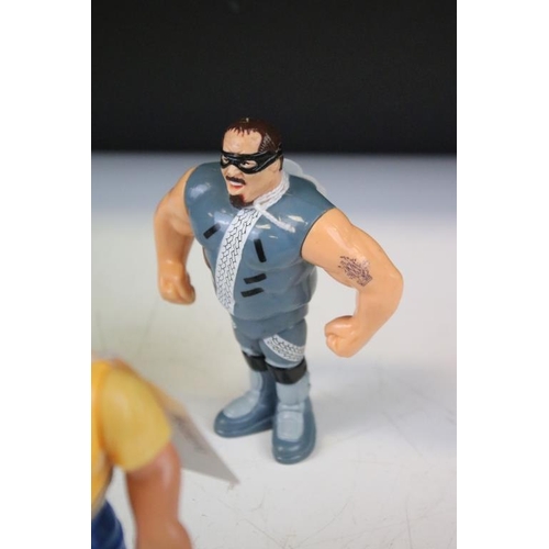 1424 - WWF / WWE Wrestling - Six original Hasbro WWF Wrestling figures to include Repo Man, Honkey Ronky Ma... 