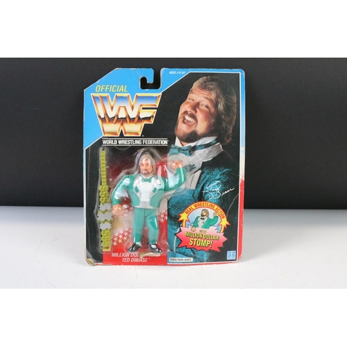 1426 - WWF / WWE Wrestling - Four carded Hasbro WWF figures to include Million Dollar Man Ted Dibiase, Brut... 