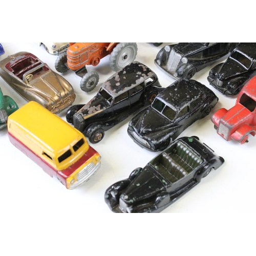 1316 - 30 Mid 20th C play worn diecast models to include commercial and road examples featuring 29 x Dinky ... 