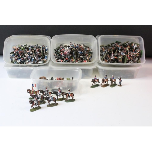 303 - Collection of military metal figures and accessories to include, circa Napoleonic Wars, painted, exc... 